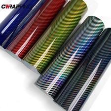 Laser Rainbow Carbon Fiber Vinyl Wrap Gloss Car Sticker Bubble Free Film