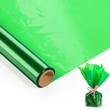 100FT Green Cellophane Wrap Roll (17 in. Wide x 100ft. Long x 2.3 Mil Thick) ...