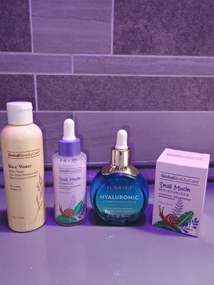 TikTok Viral Skincare Set Snail Mucin Rice Water Hyaluronic Serum Routine Glow