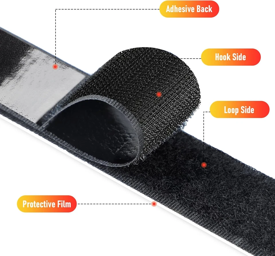 32Ft *1 Inch Hook and Loop Tape with Adhesive Back, Heavy Duty Double Sided Adhe - Image 4 of 4