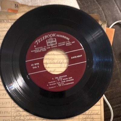 Mansfield Senior High School Concert Band The Creation Vinyl 7'' 45 RPM Telebook 