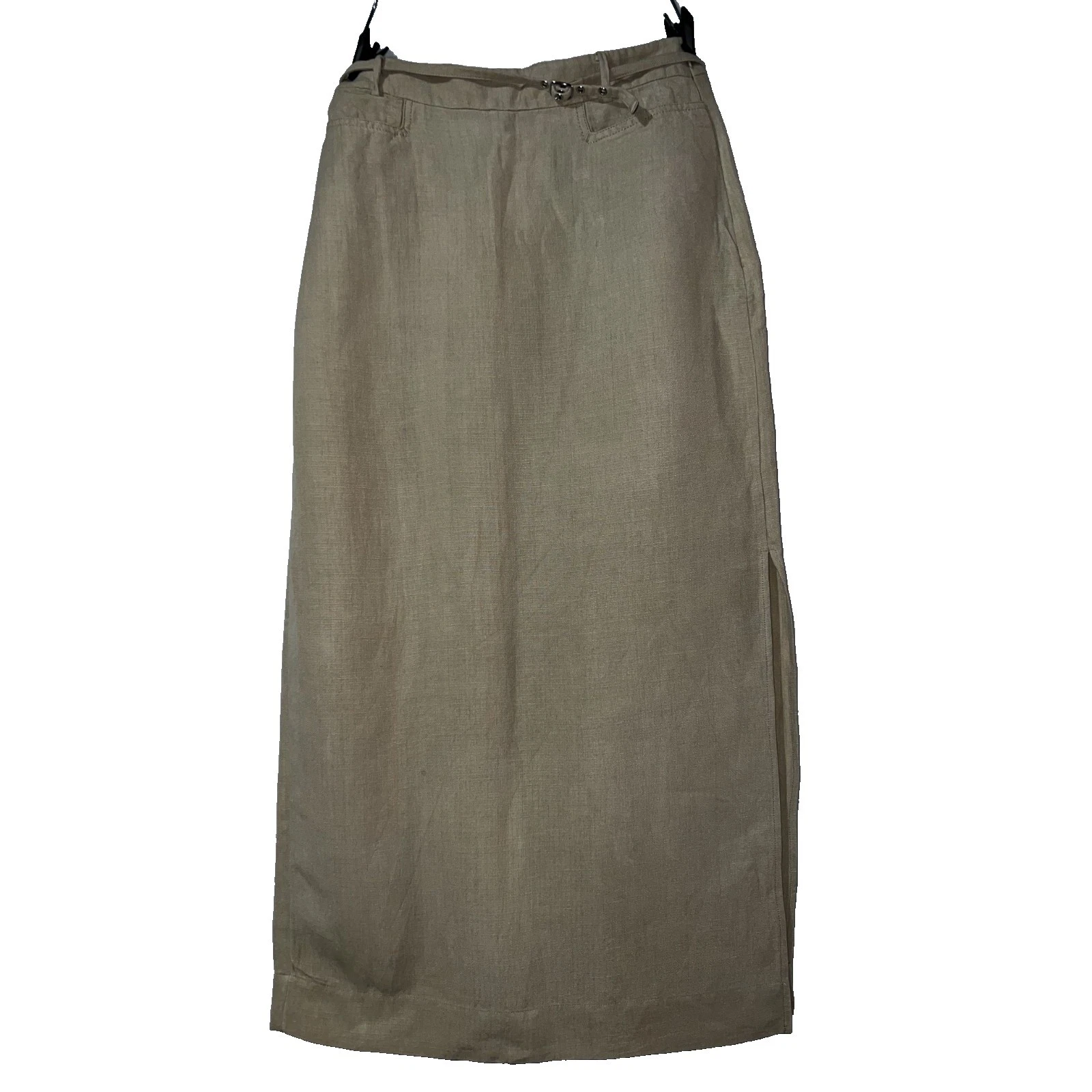 & Other Stories Linen Maxi Skirt Beige Tan Belted Side Slit Size 6 Los Angeles