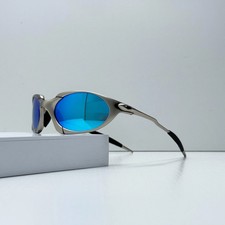 Oakley Romeo X-Metal Sunglasses Silver Frame Lake Blue Lens