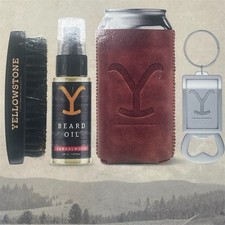 Wild Willies Yellowstone Wrangler Kit - Beard Oil, Brush  Can Sleeve
