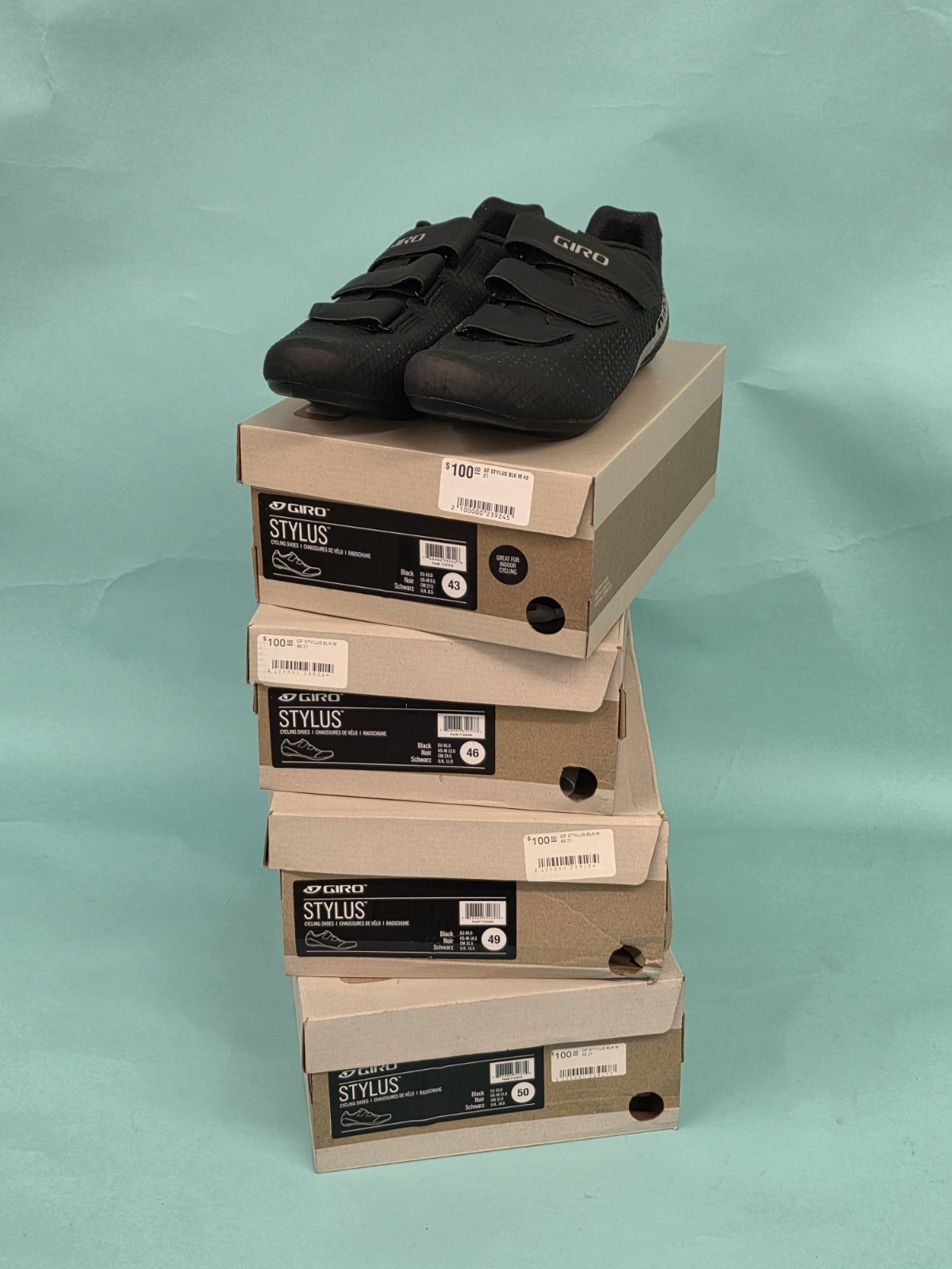 NEW GIRO STYLUS Men's Road Cycling Shoes, EU 43, 46, 49, 50 US 9.5,12,14.5,15