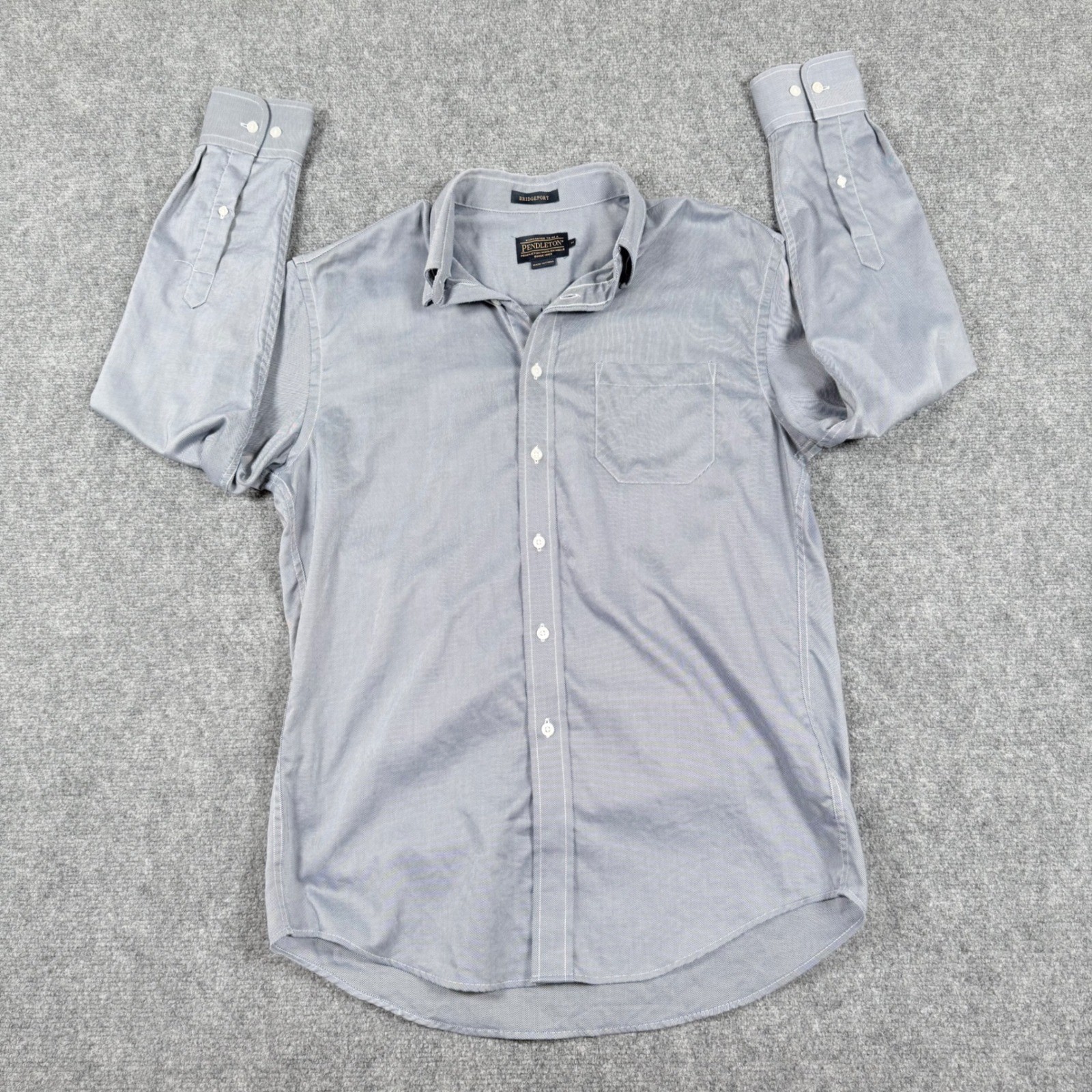 Pendleton Bridgeport Shirt Medium Gray Striped Bu… - image 2