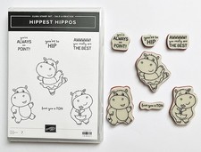 Stampin Up 146223 Hippest Hippos 7er Stempelset, Geburtstag Feier Liebe Nilpferd