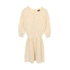CHANEL COCO Mark button Dress P70970K10170 21A wool cashmere White #34 Used