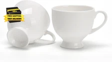Ceramic Espresso Cups Set of 2，3.3Oz Demitasse Cups with Handle,Bone China Coffe
