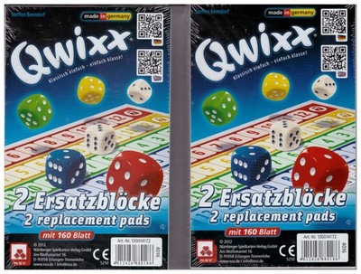 2 x 2, also 4 Ersatzblöcke Zusatzblock Qwixx 4x 80 Blatt = 320 Blatt Neu OVP