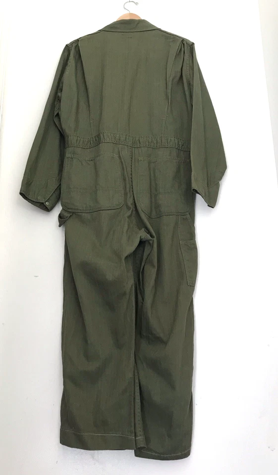 Vintage 50s SLEDGES Coveralls Green Twill Herringbone Sz 40 Long Workwear EUC - Image 2 of 4