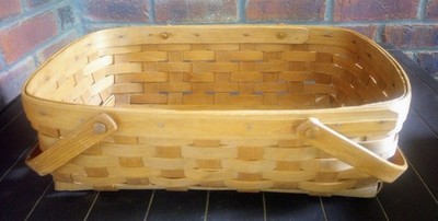 Gerald D Henn Workshops #1485 15x9'' 2-Handled Woven Wooden Storage Basket