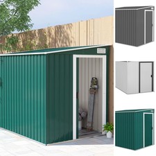 7 x 5FT Lean to Metal Garden Shed with Foundation Sliding Doors 2 Vents