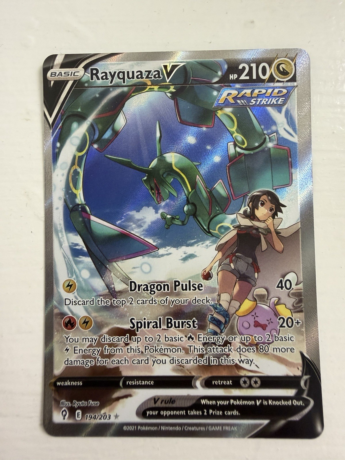 Rayquaza V (Alternate Full Art) 194/203 SWSH07: Evolving Skies Holo