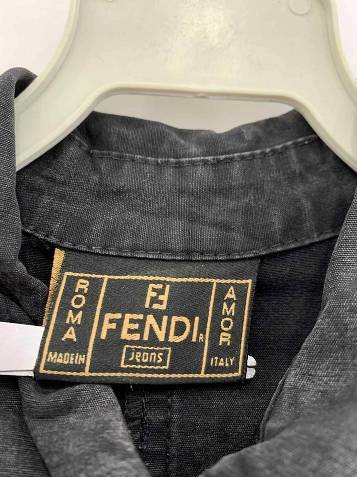 Fendi Jeans Black Denim Shirt Men’s Size XL Italy – Rare Vintage Roma Amor #C8 - Image 3 of 4