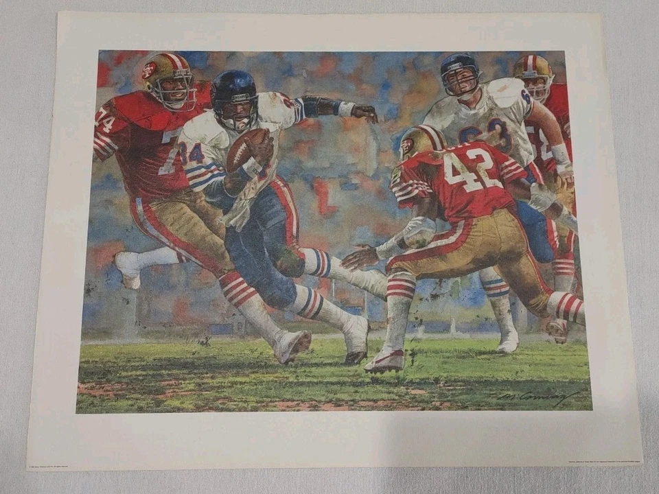 复古 批量 3 张 1986 年 NFL 芝加哥熊队 Sears & Roebuck 20x16 石版画 罕见 — 第 3/4 张图片