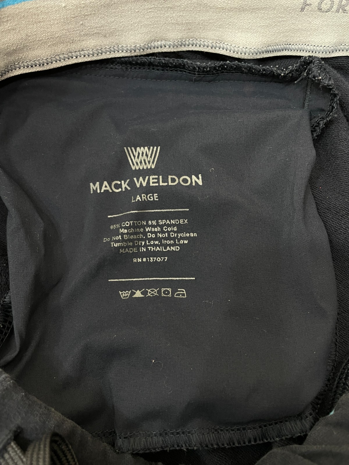 Mack Weldon Pants For Daily Wear Mens Large Navy Stretch Drawstring Casual HOLE!