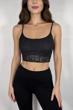 NWT Halara Lace Sports Bra Black Cropped Size Large