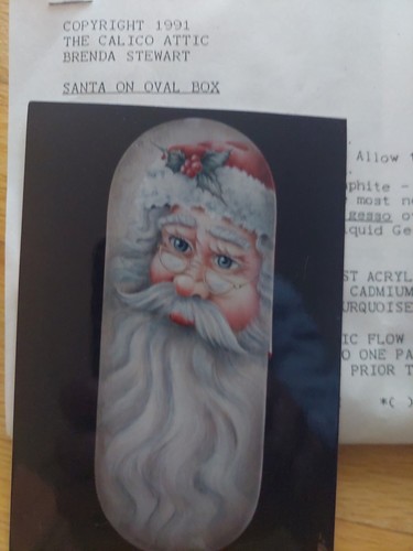 Brenda Stewart 1991 Santa Face Oval Box Xmas Acrylic PAINTING PATTERN