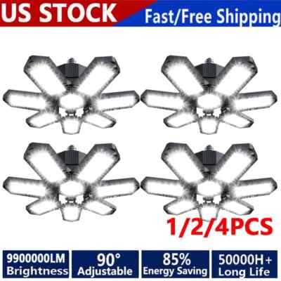 1-4PCS Bright LED Garage Lights 700W 9900000LM Deformable Ceiling Shop Work Lamp