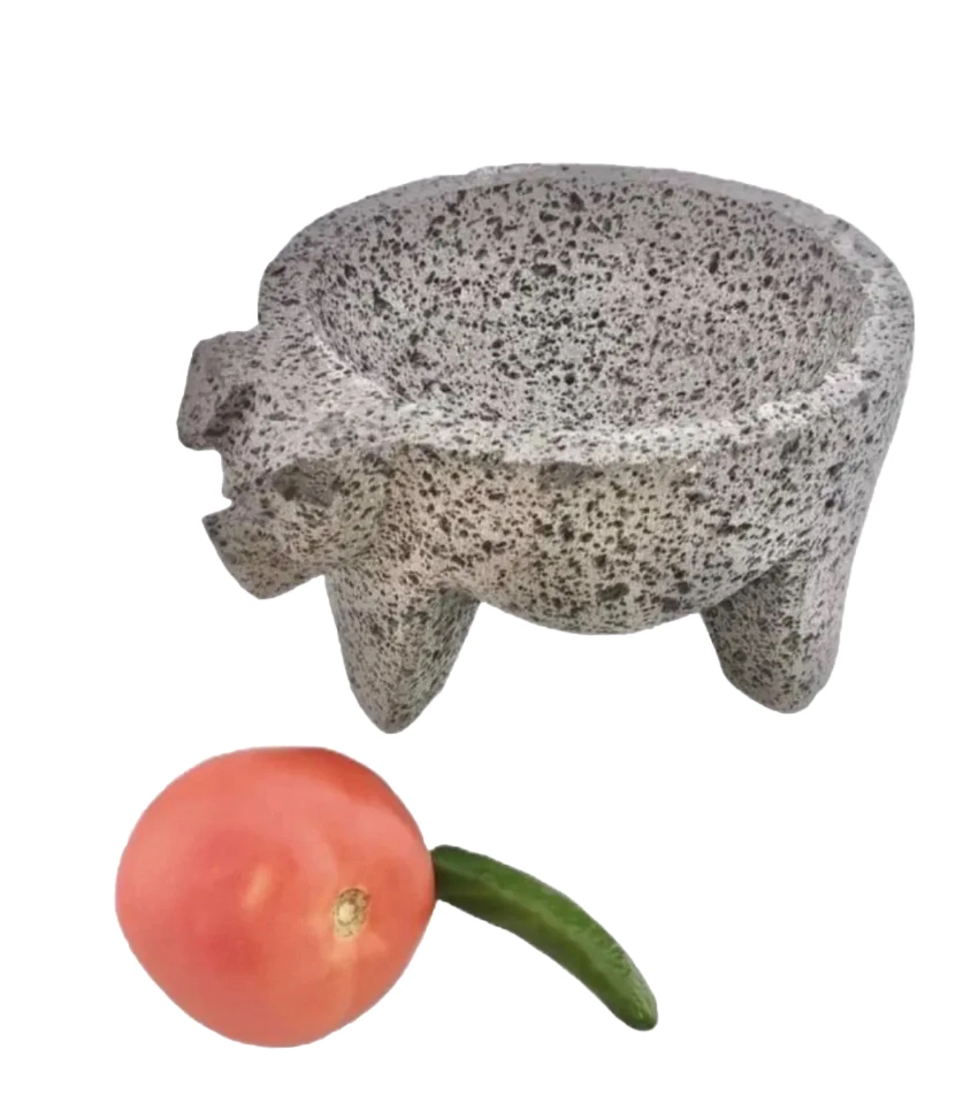 7’’ MolcajeteMortar & Pestle Piedra Negra volcanica Authentic Molcajete Pig Head