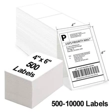 Fanfold 4" x 6" Direct Thermal Labels Address Shipping Labels for Zebra Rollo US