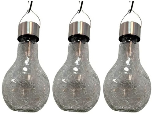 Solar Crackle Glass Ball Hanging LED Light Outdoor Garden & Tree Decoration - Picture 17 of 19