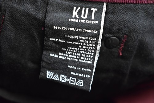 KUT Kut from the Kloth Catherine Corduroy Boyfriend Pants Wine Purple Womens 18 - Picture 14 of 14