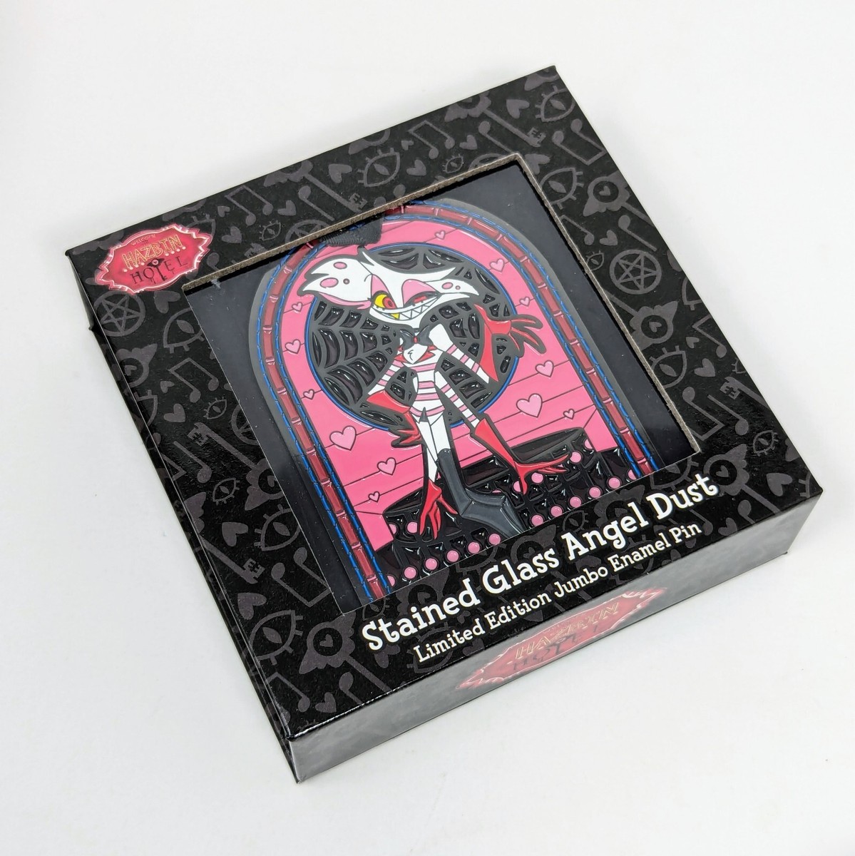 Hazbin Hotel Angel Dust Jumbo Stained Glass Enamel Pin