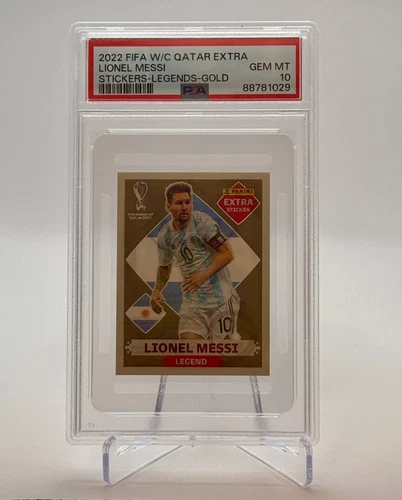 MESSI EXTRA STICKERS LEGGENDE ORO ARGENTINA QATAR 2022 PSA 10 GEM MINT