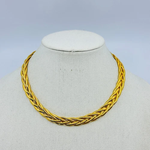 VTG Providence Chain Necklace Braided Gold Tone Estate Costume Jewelry