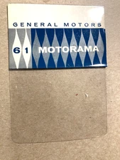 VINTAGE MOTORAMA   1961 GENERAL MOTORS   61 PLASTIC POCKET TAG - DEALER SHOW
