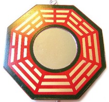5" Red Feng Shui Traditional Yin Yang BaGua with Real Mirror