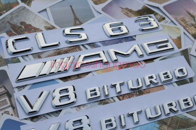 ''CLS 63+ AMG + V8 BITURBO'' Letters Trunk Embl Badge Sticker for Mercedes Benz