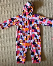 Columbia Baby Girl Size 6-12 Month Bunting Fleece Snowsuit Bears Pink Purple