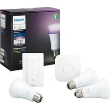 Philips Hue 60W A19 Bulbs White and Color Smart LED Starter Kit