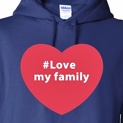 Youth Graphic Hoodie - "Love My Family" (Navy Blue Large 14-16) - Picture 3 of 3