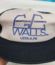 Vintage Trucker Hat Mesh Snapback Made In USA Groffdale Concrete Walls Leola Pa