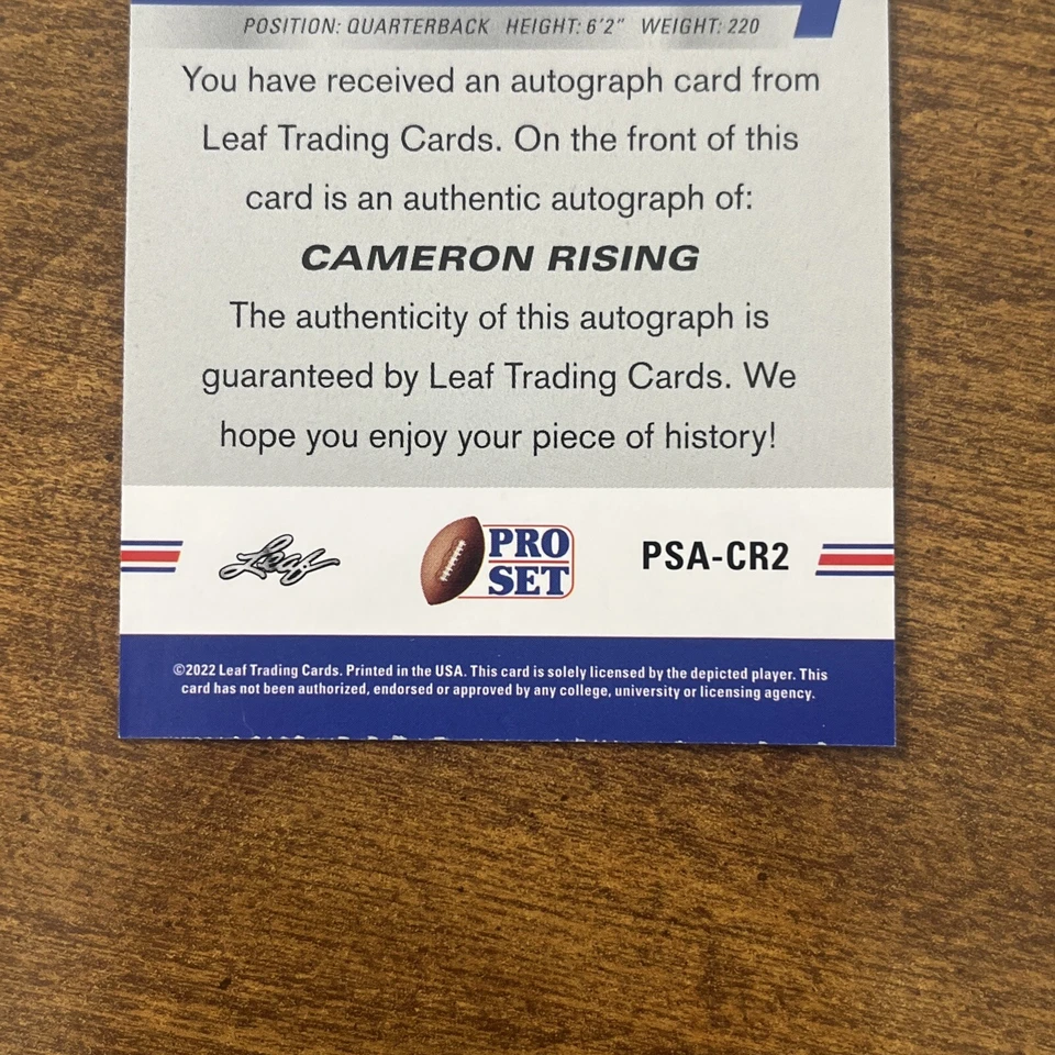 2021 Leaf Pro Set College Auto Gold Cameron Rising #PSA-CR2 Auto Utah - Image 3 of 3