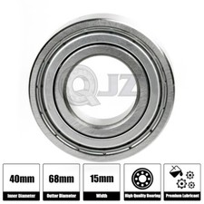 1x 6008-ZZ Ball Bearing 40mm x 68mm x 15mm Double Shielded Seal NEW QJZ Metal