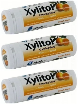 WWW.SPEISEKAMMER-SHOP.DE 3 x 30 Stück Xylit KAUGUMMI Xylitol Frucht 100% Xylit, 0% Zucker Miradent