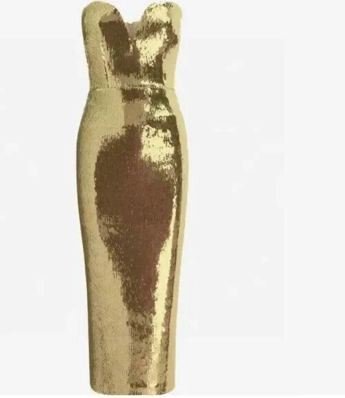 NWOT Alex Perry Hunter Gold Dress