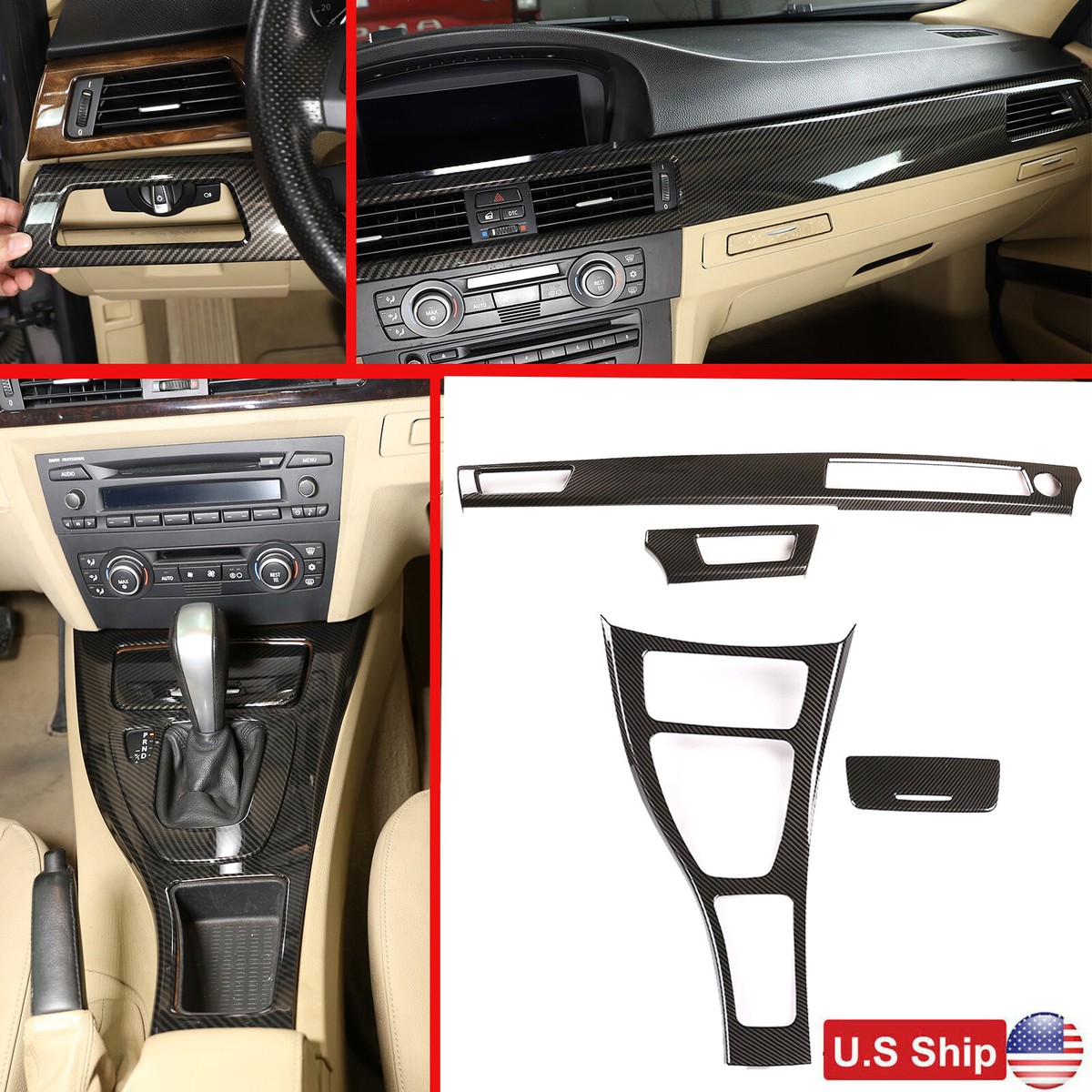 ABS Carbon Fiber Interior Panel trim Cover For BMW 3 Series E90