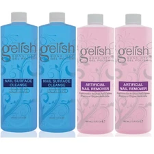 Gelish Soak-Off Gel Polish Nail Surface Cleanse+Nail Remover 16oz (2packs) 4pcs