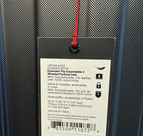 NEW Tumi V4 EXTENDED TRIP Expandable 4 Wheel Packing Suit Case - TEXTURED BLACK - Picture 9 of 9
