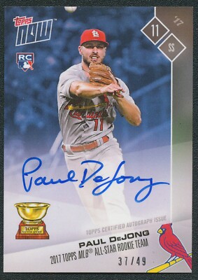2017 TOPPS NOW PAUL DeJONG CARDINALS SIGNED CARD #OS 12C /49