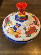 Vintage Spinning Toy Tops LBZ Metal Plastic Push Knob toys and train retro