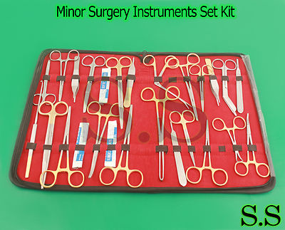 53 PCS GOLD HANDLE+O.R GRADE AUTOCLAVABLE MINOR SURGERY SURGICAL INSTRUMENTS KIT