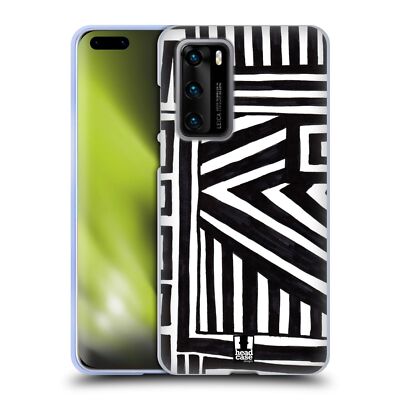 HEAD CASE DESIGNS BLACK AND WHITE DOODLE PATTERNS GEL CASE FOR HUAWEI PHONES 4