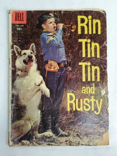 1957 Housse photo de bande dessinée âge d'argent Dell RIN TIN et ROUTY #18 RARE - Photo 1/6